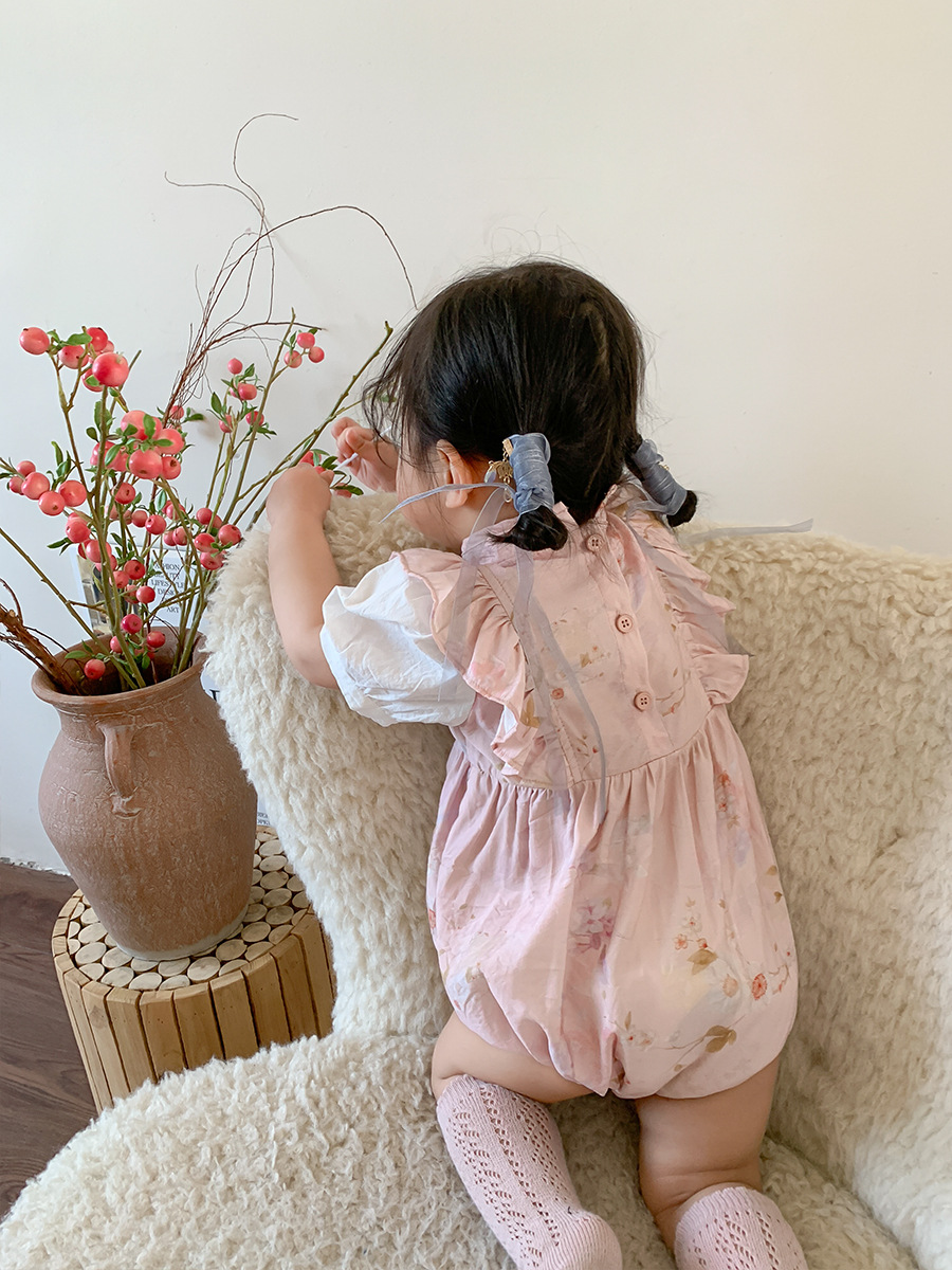 Ropa de bebé de fibra de caña de azúcar cuidadosamente seleccionada, pelele para bebé, estilo nuevo de verano 2024, traje de gateo para niños, pelele para niñas, ropa de paseo para bebé