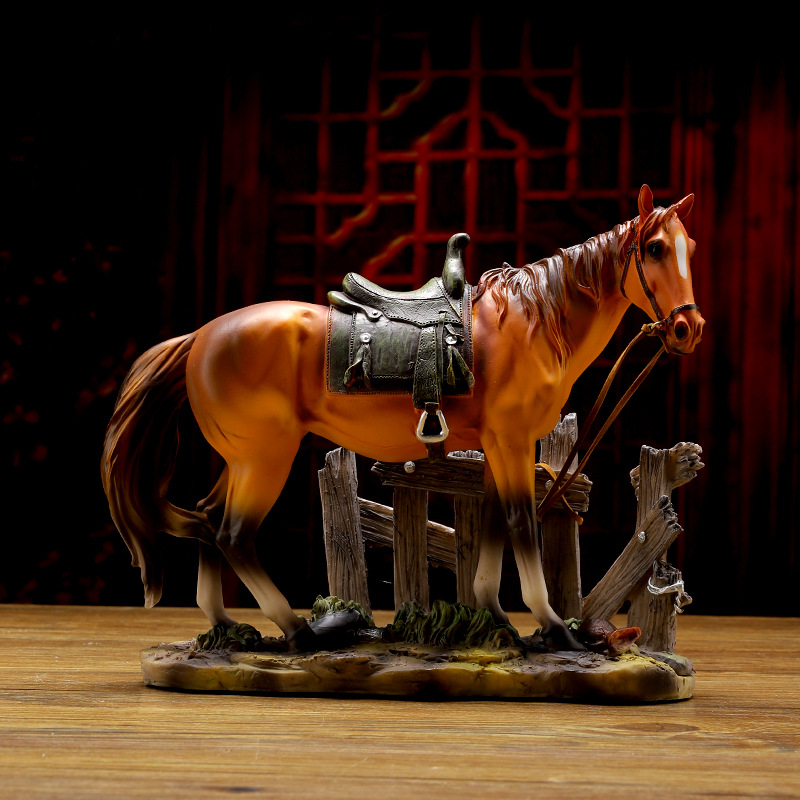 Modern Light Luxury Golden Horse Resin Ornaments Home Wine Cabinet TV Cabinet Decoration Housewarming New Home Gift for Friends