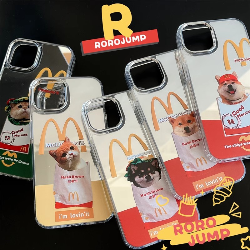 M Door Mcdonald's Funny and Cute Cat and Dog Mobile Phone Case Suitable for Iphone11/12/13/14Promax