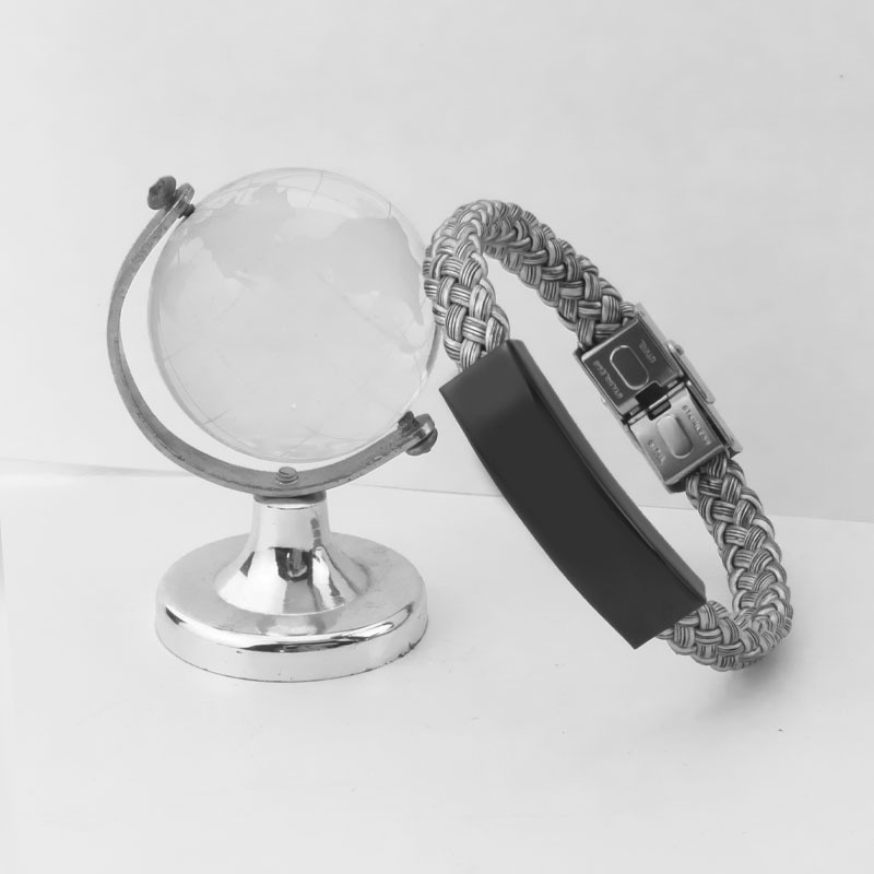 Cross-Border Hot Selling Hand Jewelry Retro Woven Artificial Leather Stainless Steel DIY Personalized Lettering Men's Bracelet Wholesale