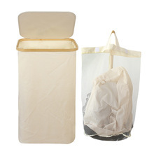 Cesta de ropa sucia transfronteriza con bolsillo interior con cubierta de bambú y madera plegable Cesta de almacenamiento de ropa sucia Cesta de ropa sucia