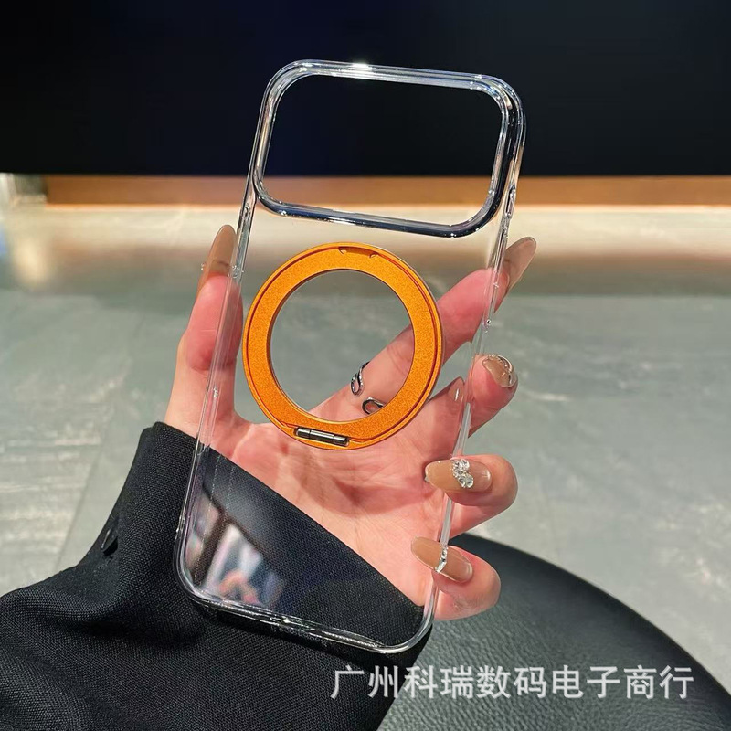 Pc Hard Shell Crystal Clear 360 Magnetic Stand Suitable for iPhone 17 Pro Max Phone Case Apple 16 Transparent 15 Pro