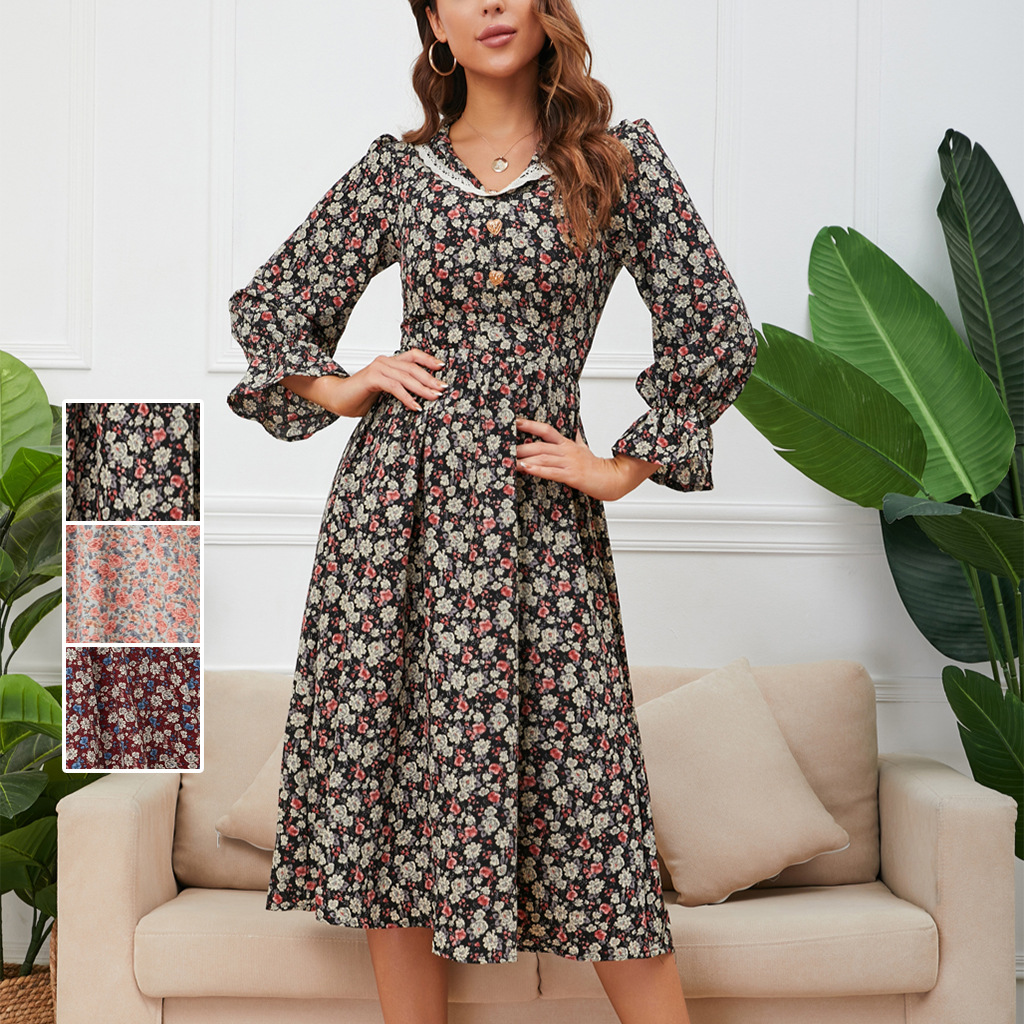 374g Weight Knee-Length Dress Length Type Long Sleeve Sleeve Length A-Line Skirt Dresses Type Flounce Sleeve Sleeve Type Polyester Fabric Type High Waist Waist Line Daily Occasion Square Neck Neckline Regular Fit Fit Type Solid Color Pattern Summer, Spring, Autumn Season Women'S Gender Ruffles Design Fashion Style Wholesale Women'S Fashion Ruffles Solid Color Daily Square Neck Long Sleeve A-Line Skirt 3