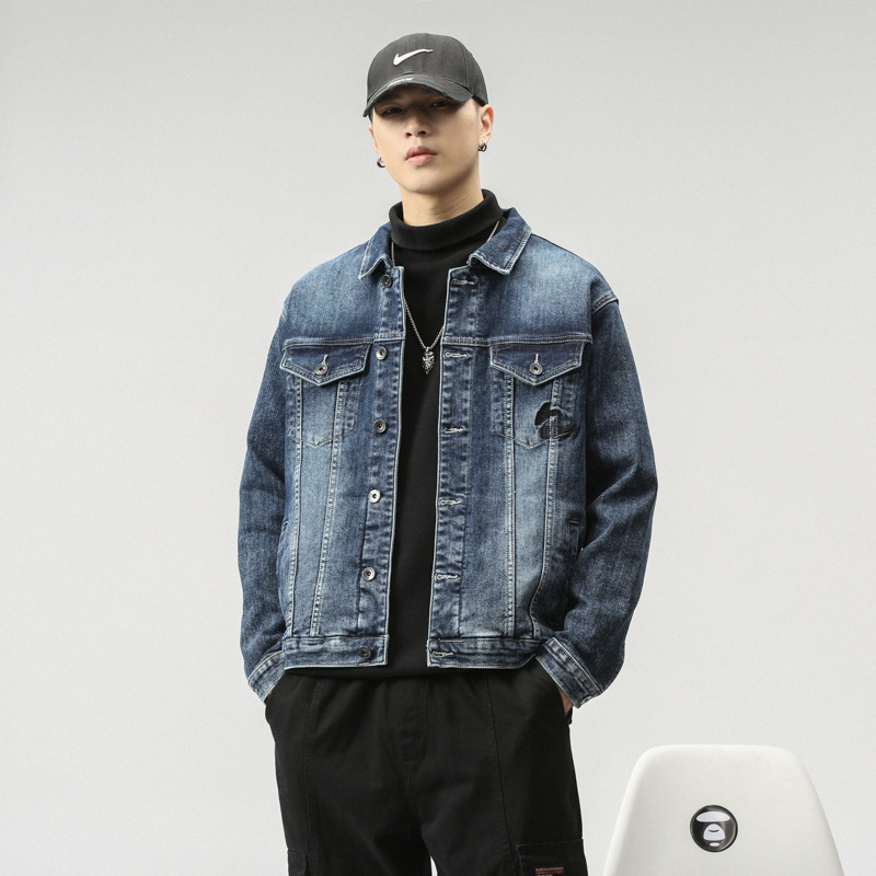 Veste transfrontalière pour hommes d'Amazon portant une veste en jean Joker chemise décontractée tendance pour hommes personnalité mince pour hommes_voghion.com