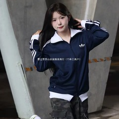 三叶草AD刺绣休闲夹克外套女春秋季百搭棒球服宽松情侣运动上衣男