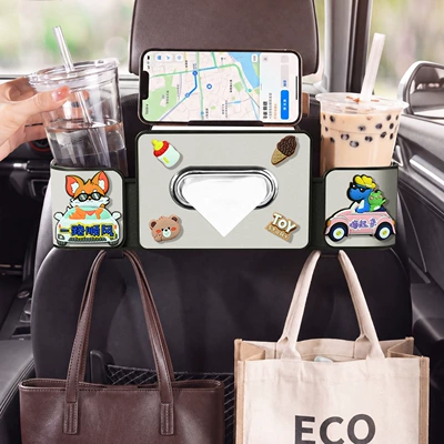 Box Mobile Phone Holder Hanging | Car tissue box/set - safe-journey-seat-4-in-1-storage-box-4th-generation-white