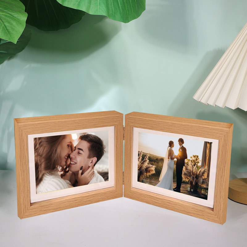 Chinese-Style Wooden Hinge Frame Horizontal Plain Frame 4inch 5inch Photo Frame for Wall Hanging, Factory Direct Sale, Low Price Wholesale, While Supplies Last