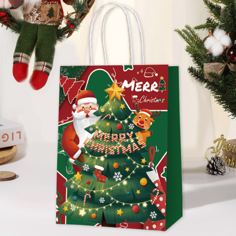 新しいクリスマスギフトバッグサプライズギフト包装紙袋ホリデーパーティー記念品クラフト紙ハンドバッグ|undefined