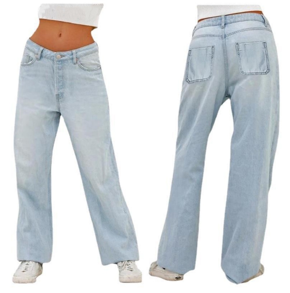 Women's High-Waisted Loose Fit Denim Pants – Stretchy Flared Jeans For Casual & Trendy Outfits (Factory Direct)_ecoleips.com