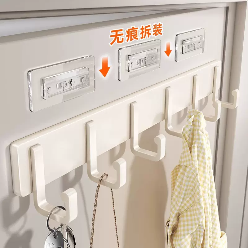 枪灰门后挂衣钩太空铝粘胶壁挂浴室玄关衣帽挂架卫生间免打孔挂包
