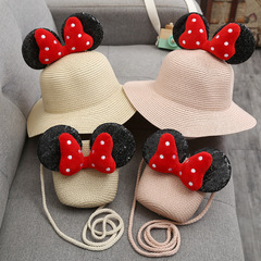 兒童草帽2-7歲女童夏天防曬遮陽盆帽甜美可愛蝴蝶結大沿漁夫帽子
