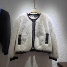 仿狐狸毛拼接时尚显瘦毛潮流女上衣外套网红新款机车服短款皮草仿