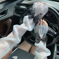 Солнцезащитные рукава для женщин, рукава из ледяного шелка для электромобилей, солнцезащитные рукава для рук с бантами, удобные для вождения летом, оптовая продажа