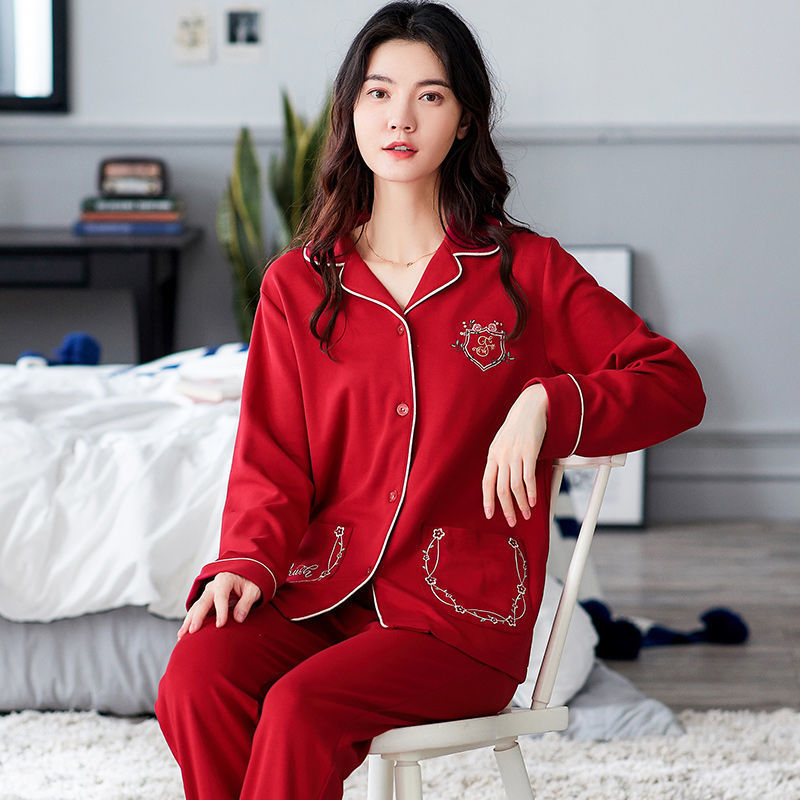 100% algodón pijamas mujeres primavera otoño manga larga suelta más tamaño de mediana edad madre ropa casa traje