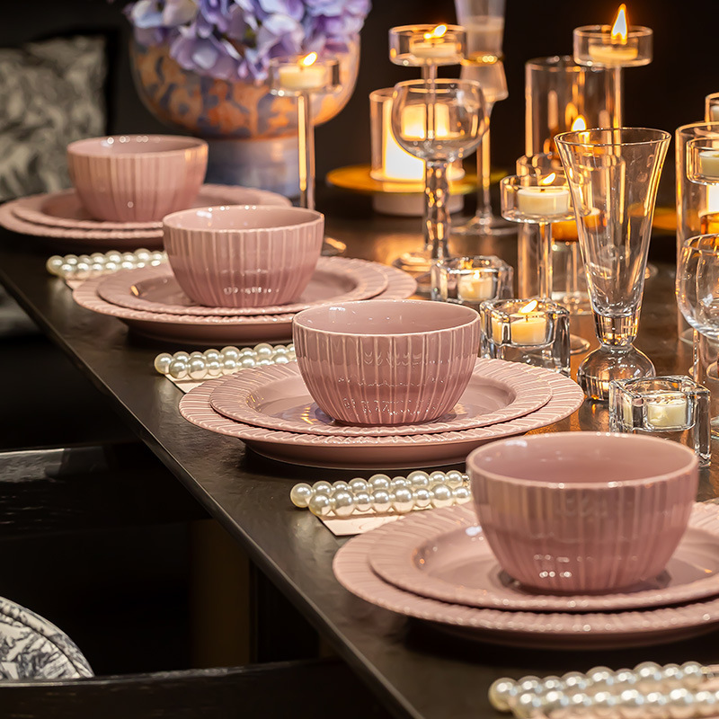 Dish Set Household Ceramic High-Value Tableware Bowls and Chopsticks Purple Underglaze Color Plates Bowls Moving to New Home Bowls Dish Set Household Ceramic High-Value Tableware Bowls and Chopsticks Purple Underglaze Color Plates Bowls Moving to New Home Bowls
