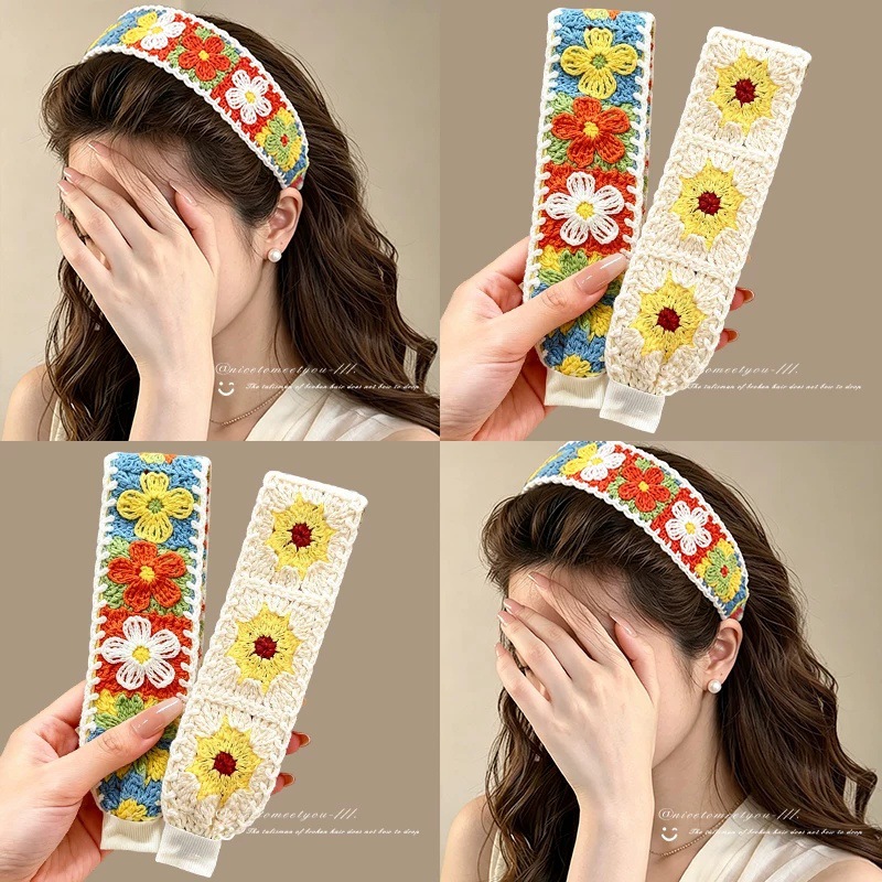 Magic hair patch for tidying stray hair, face-washing headband, women's bangs patch, magic patch, knitted wool hairband, hair accessory