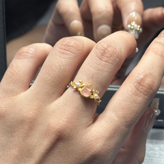 新中国式の蜜桃の豆の粉のヒョウタンの女性の大衆の設計の高級感の軽くて豪華で精巧な百合の福禄の紫色の指輪
