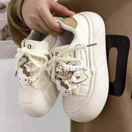 秋季小白鞋女厚底2025新款百搭丑萌大头鞋chic运动休闲板鞋子