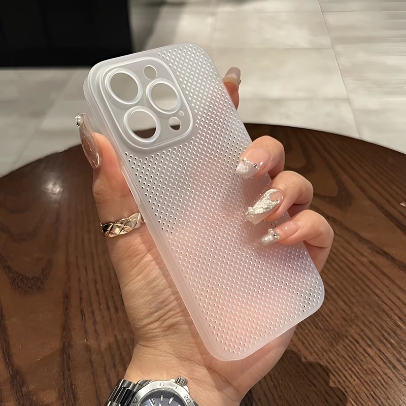 散热透气苹果15手机壳新款14保护套iphone16promax超薄防指纹软壳