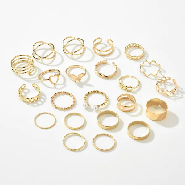Black Open ring Three-piece Set AliExpress Hot Double-layer ring Set Simple Geometric Joint ring ring