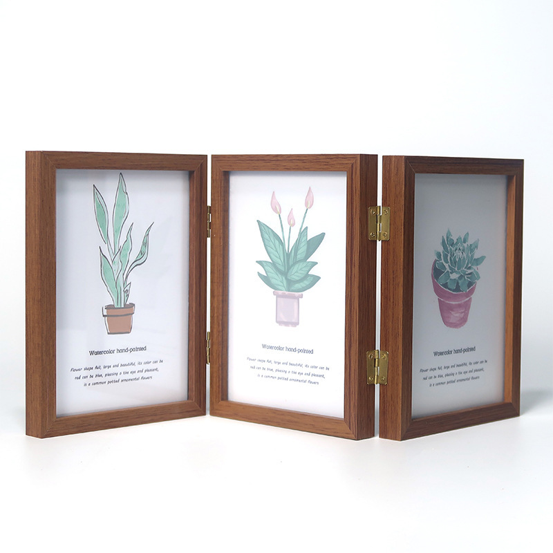 DIY Double-Sided Folding Picture Frame with Pull-Out Replaceable Picture Inserts, Two or Three Panels, 70% off Picture Frames Wholesale, Wooden Frame, Handmade