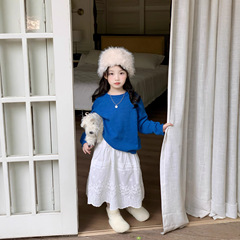童毛衣2025春款女宝宝韩版纯色针织上衣儿童圆领毛线衣