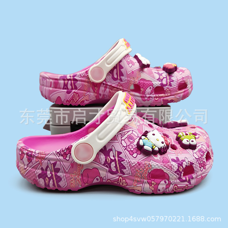 cross新款卡通联名萌露比立体鞋花 儿童防滑洞洞鞋潮流凉鞋|undefined