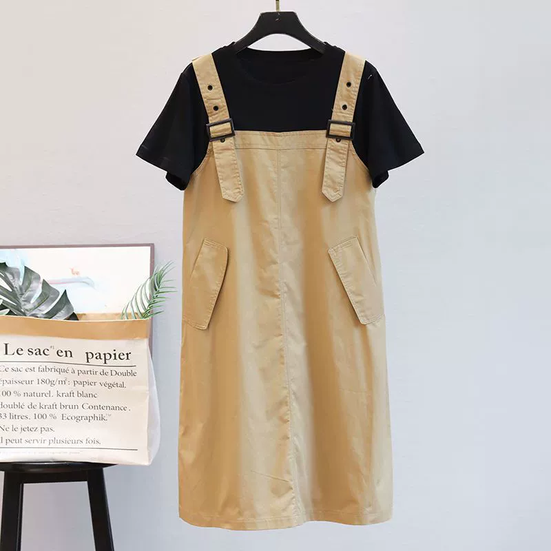 Корейская версия поддельного сшитого платья с короткими рукавами женское 2022 новое летнее сокращение возраста иностранца тонкая юбка с короткими рукавами