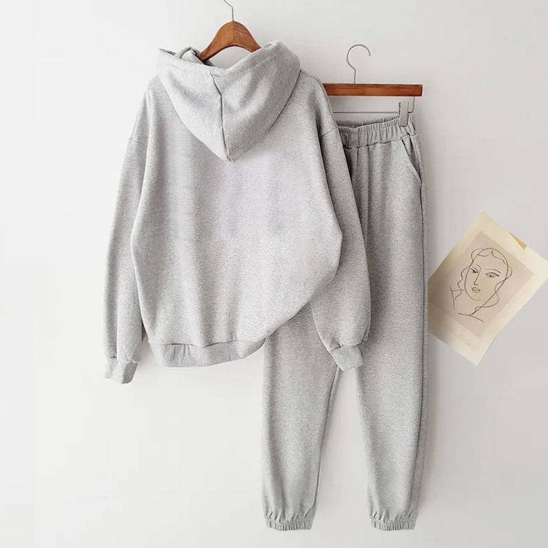 Women's Clothing Loose running student casual two piece sports suit for women autumn and winter cotton sweatshirt large size_voghion.com