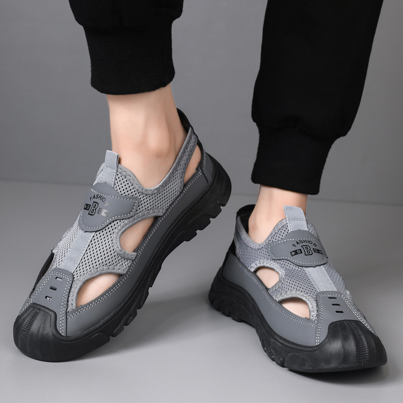 Zapatos de verano para hombre, sandalias transpirables huecas para hombre, zapatos cómodos con orificios, zapatos para hombre para exteriores, zapatos deportivos y de ocio ligeros para la playa image 4