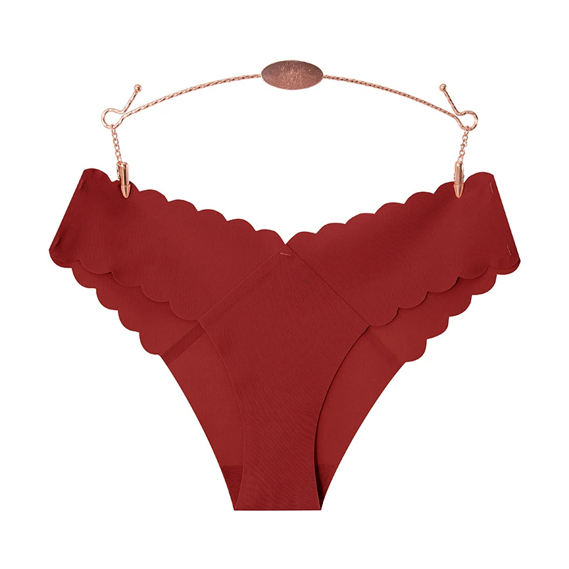 Женские бесшовные бикини-с underwear с волнистым краем, дышащий хлопковый промежности, талия V, мягкое ощущение ледяной шелкови
