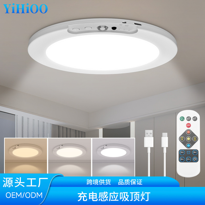 [New Product in 2025] Long-Lasting Rechargeable Induction Ceiling Light Without Wiring Corridor Entrance Aisle Induction Light
