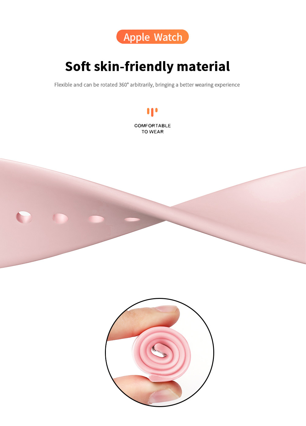 35g Weight Smart watch strap Classification Silica Gel Material Solid Color Pattern Casual Style Casual Solid Color Smart Watch Strap 8