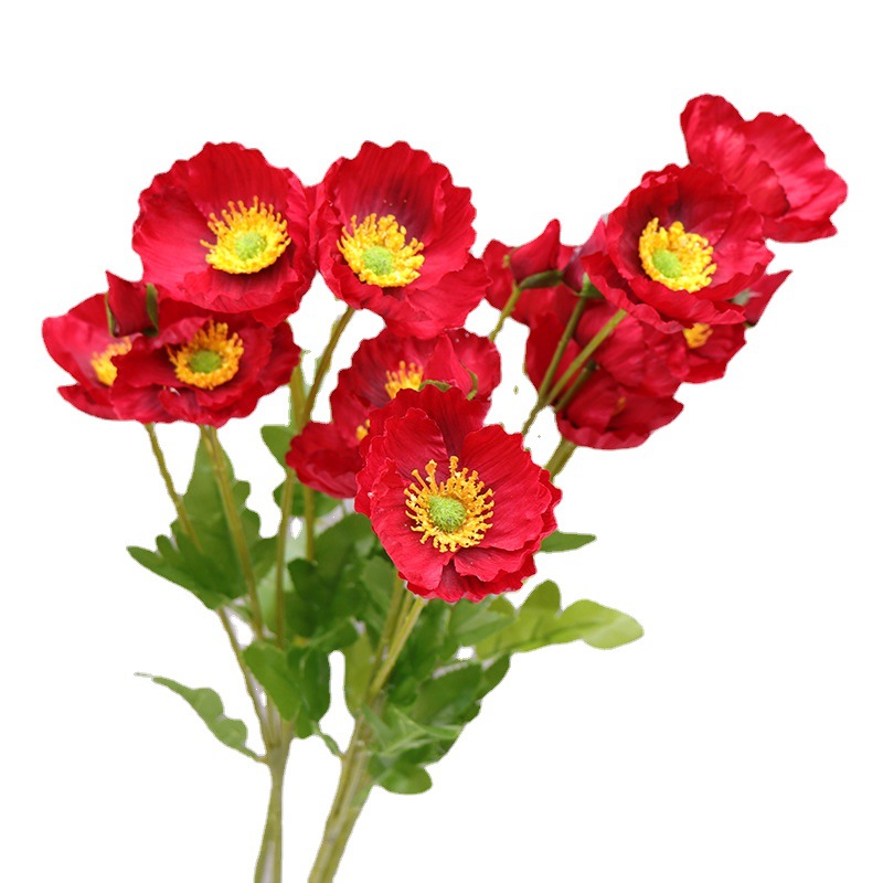 Artificial Yu Meiren seda flor decoración de la boda lugar vestir camino plomo flor arreglo floral pequeña amapola primavera floral fresco