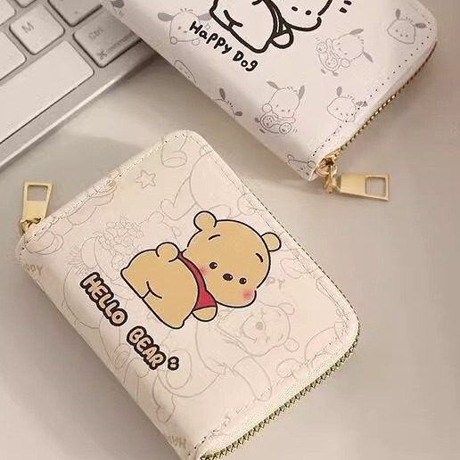 New 2023 organ card holder zipper wallet certificate High-looking high-grade children student waterproof bear Female Male