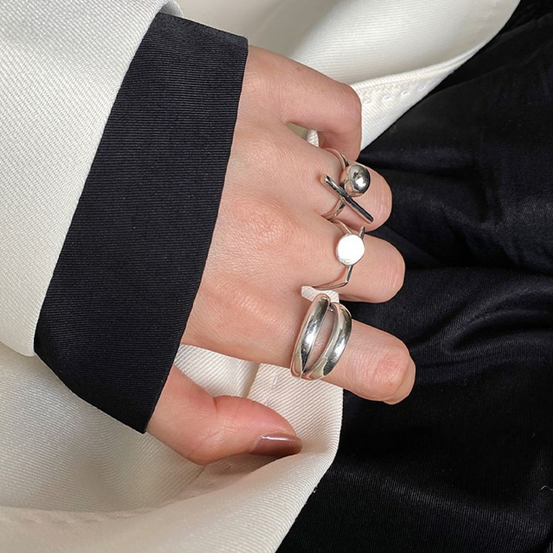 10g Weight Silver Plated Plating Material Rings Classification 1 Piece Quantity Daily Occasion Copper Material Geometric Pattern Women's Gender Simple Style Style Wholesale Simple Style Geometric Copper Silver Plated Rings 3