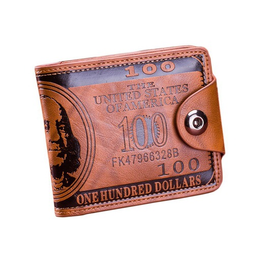 Wallet men's short European and American trendy brand personalized beauty money clip men's two-fold buckle multi-card slot wallet wallet