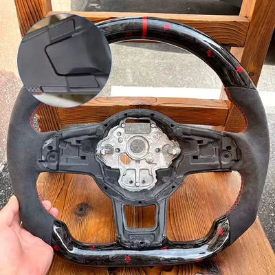 Steering wheel, Volkswagen MK7 MK7.5 GTI - forged-red-foil-left-and-right-suede-without-holes