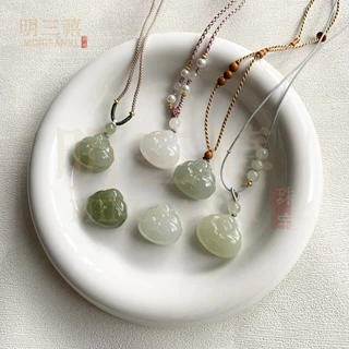 新疆天然和田玉抱抱佛项链羊脂玉晴水料深晴浅晴玉吊坠阿富汗玉