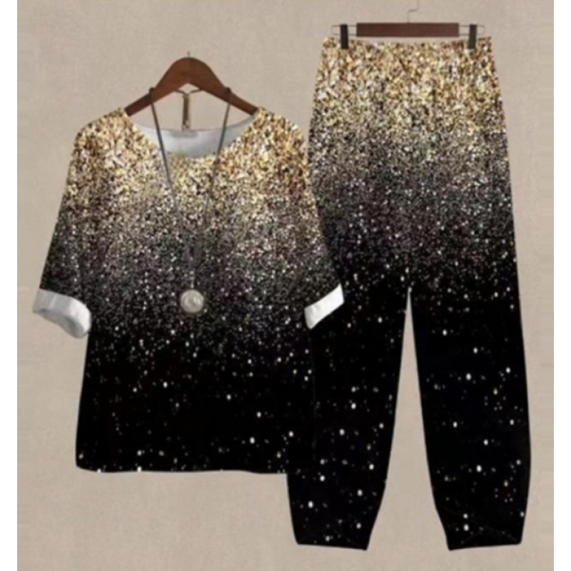 Europa y Estados Unidos trajes casuales de mujer transfronterizos de moda explosiva verano nuevo cinco mangas impresión chaqueta pantalones dos piezas