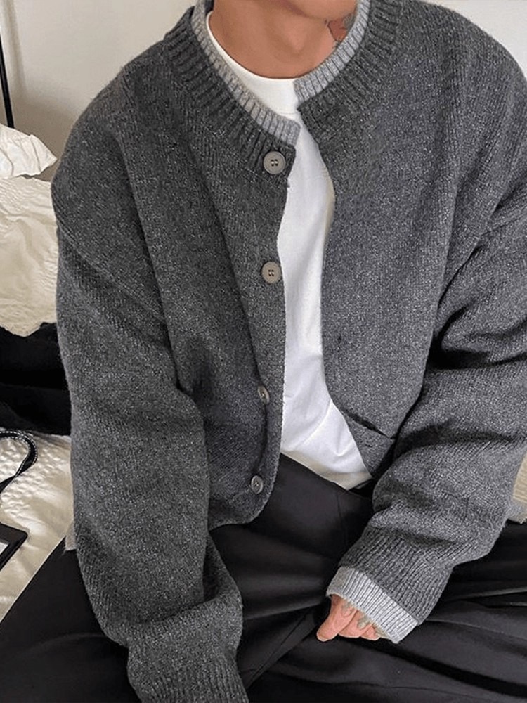 2026 Japanese Style New Men's Retro Round Neck Two-Piece Autumn Winter Loose Casual Knitted High-End Sweater_viptrois.com