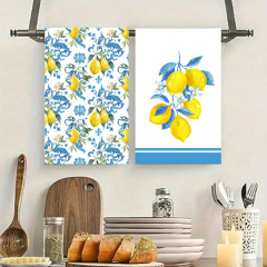 Lemon Dishwashing Sponge Watercolor Farmhouse Decor Hand Dry Tea Towel Suitable Thick Kitchen Cooking Baking Cleaning Printed Fabric