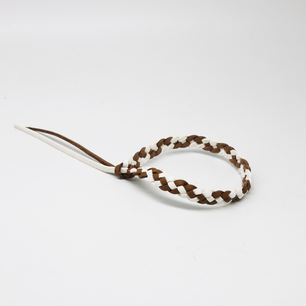 화이트+브라운 [가죽팔찌] (네이키드)