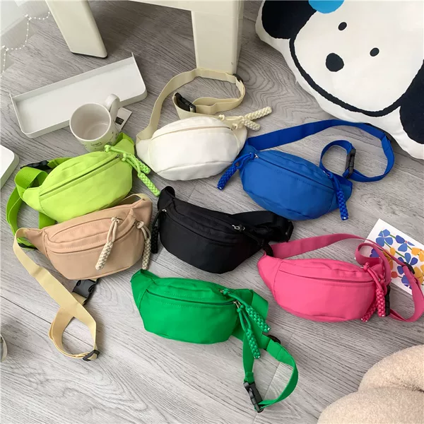 Korean Style Children's Small Bag New Macaron Solid Color Small Chest Bag Fashionable Boys' Crossbody Bag Stylish Baby Waist Bag