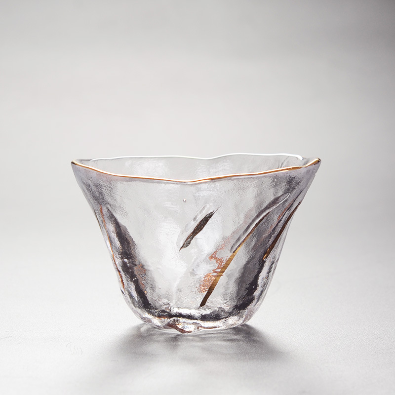 Taza de té de cristal del corazón del Zen exportada a Japón que dibuja el patrón del ojo del martillo del oro taza del maestro taza de té hecha a mano juego de té del Kung Fu