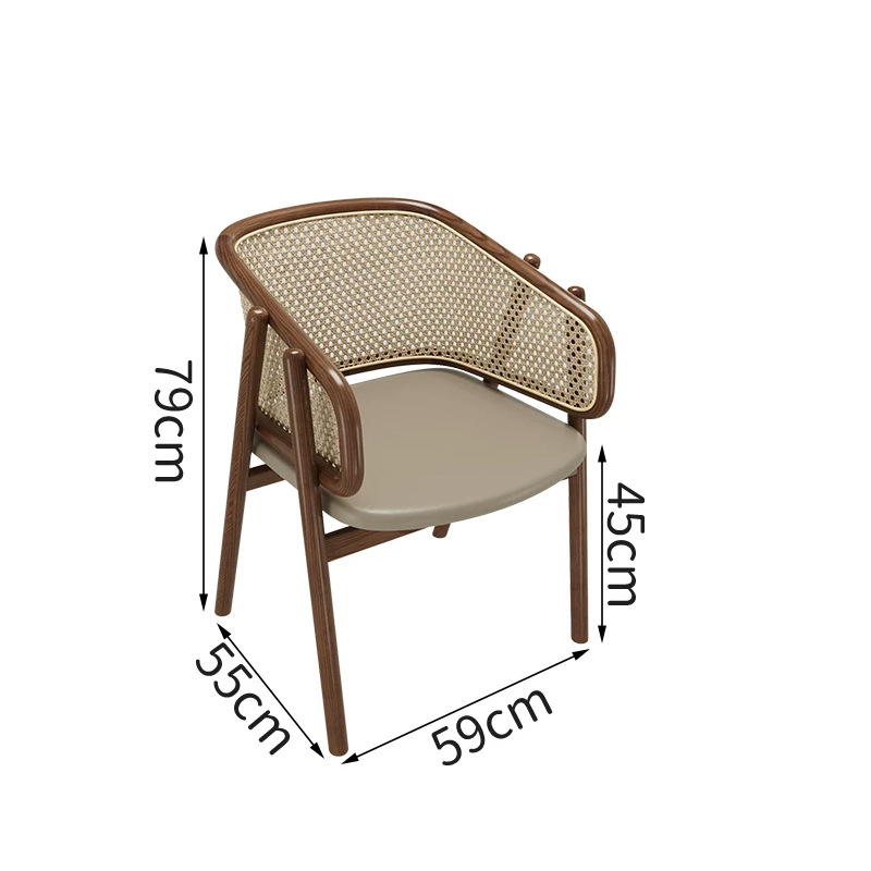 Sillas de comedor de diseño personalizadas para hoteles de alta gama, sillas de ratán de madera maciza, sillas de ocio, venta al por mayor comercial.