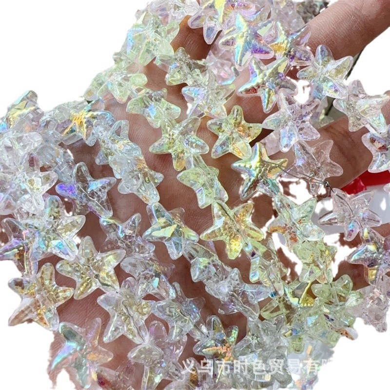 Colgante de cristal de forma especial perlas de vidrio estampado estrella de mar pentagramas cuentas collar DIY multicolor accesorios pendientes para el cabello