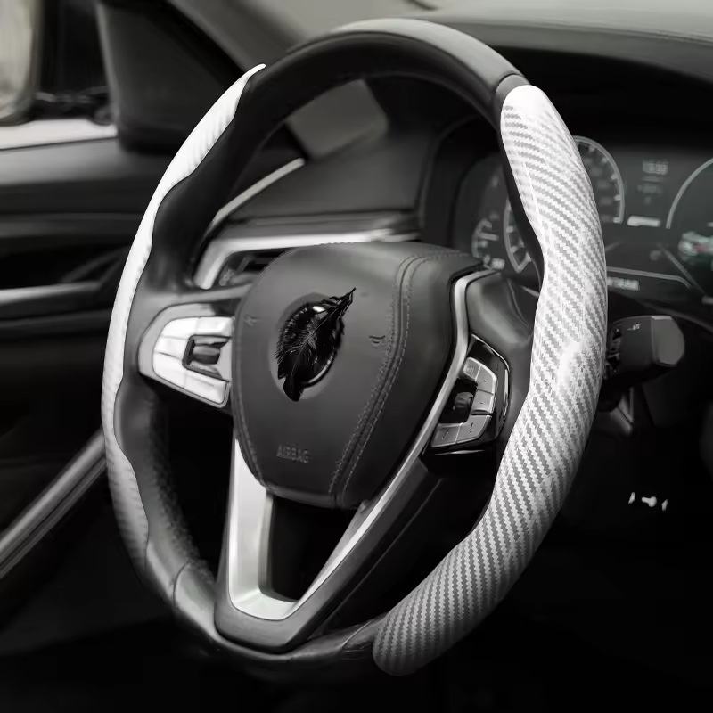 Cross-Border Best-Selling Carbon Fiber Style Anti-Glare Car Steering Wheel Cover Three-Piece Set Suitable for General Motors