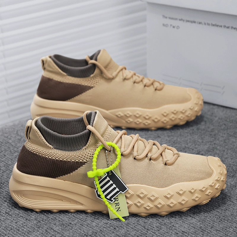 Кокосовая мужская обувь 2025 новый весенний дышащий летающий плетеный сетчатый обувь для мужчин повседневные дикие носки легкая спортивная обувь