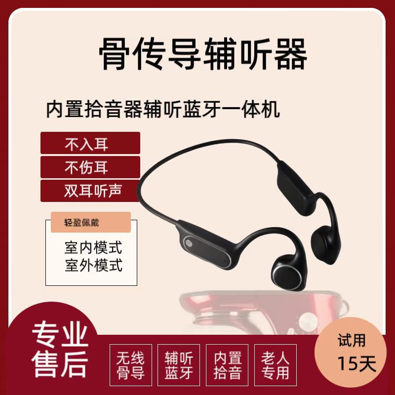 Bone Conduction Hearing Aid for the Elderly, Noise Reduction Auxiliary Hearing Aid, Headphones for Mild and Severe Deafness, Large Sound Behind the Ear, Not Irritating